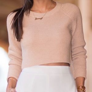 Club Monaco Beige Cropped Knit Wool Sweater -size small